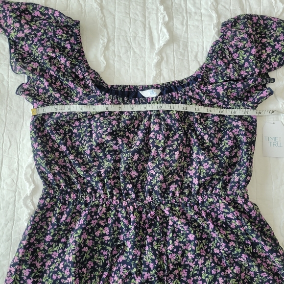 Time and Tru Floral On/Off Shoulder Flutter Sleeve Maxi Dress M NWT Multi Tiered - Picture 12 of 16